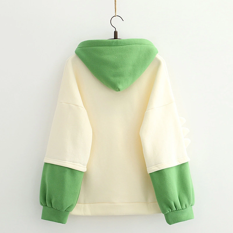 Color block warm and fleece hooded sweater