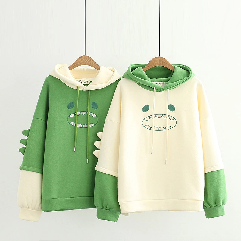 Color block warm and fleece hooded sweater