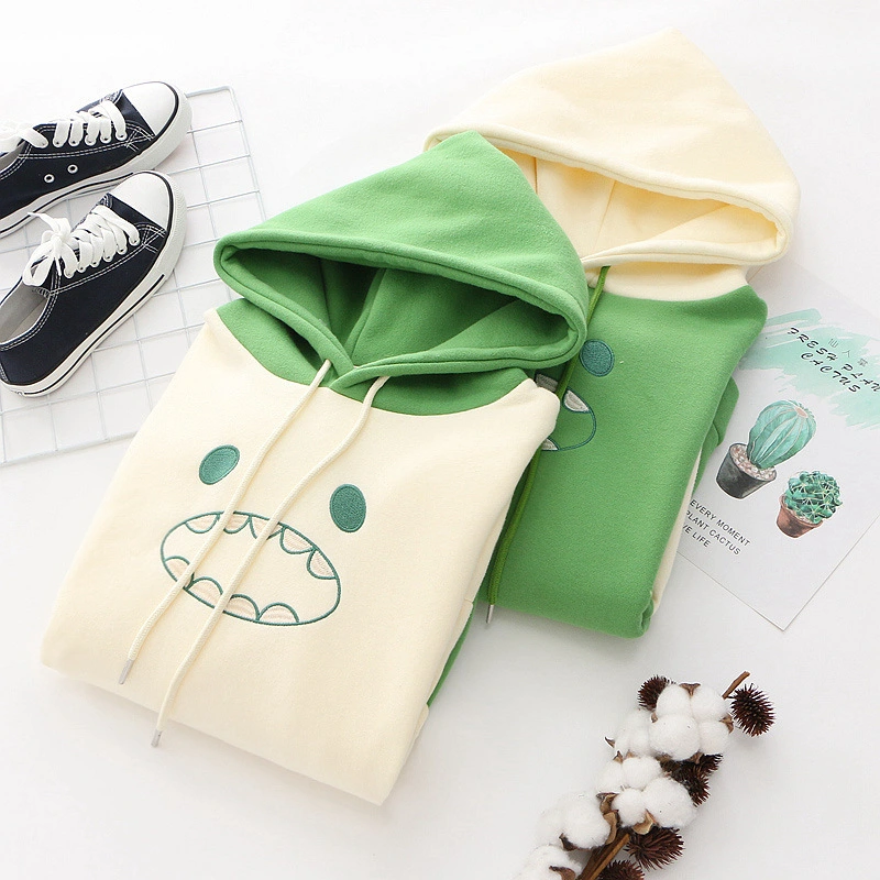 Color block warm and fleece hooded sweater