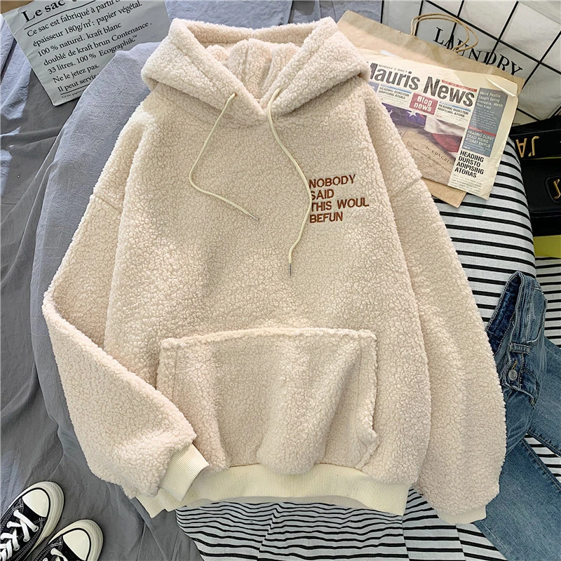 Thickened lamb down furry sweater
