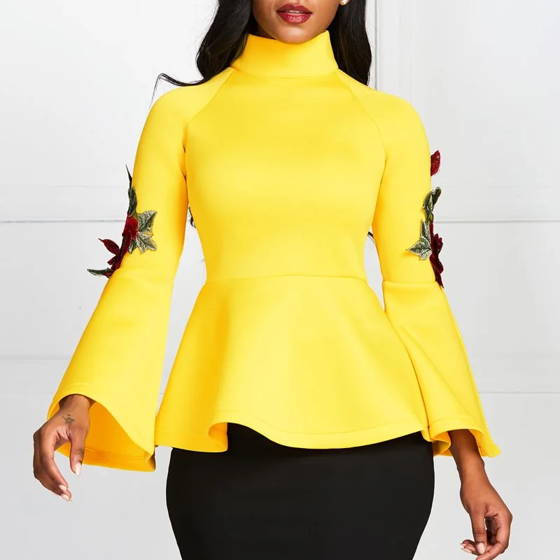 Elegant Flare Yellow Blouse Top