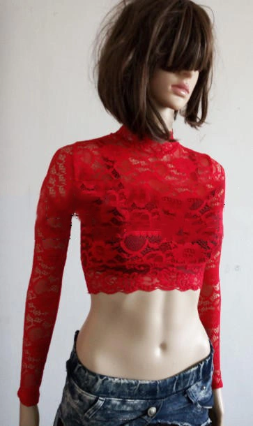 Half turtleneck lace shirt