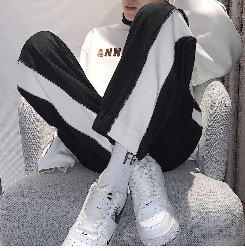 Zipper Sports Pants Male Loose Autumn Winter Style Personality