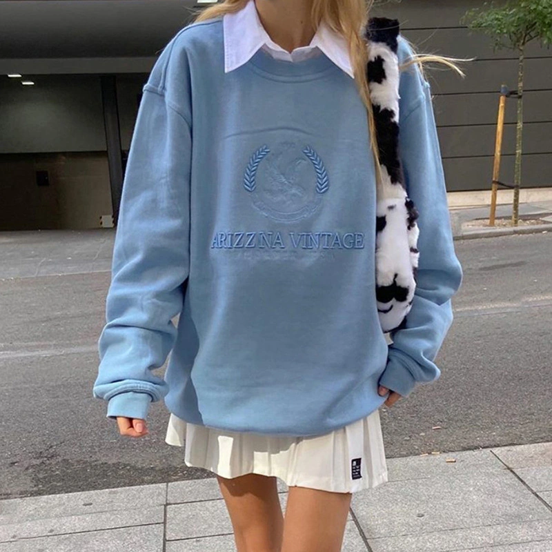 Long sleeve letter embroidered sweatshirt