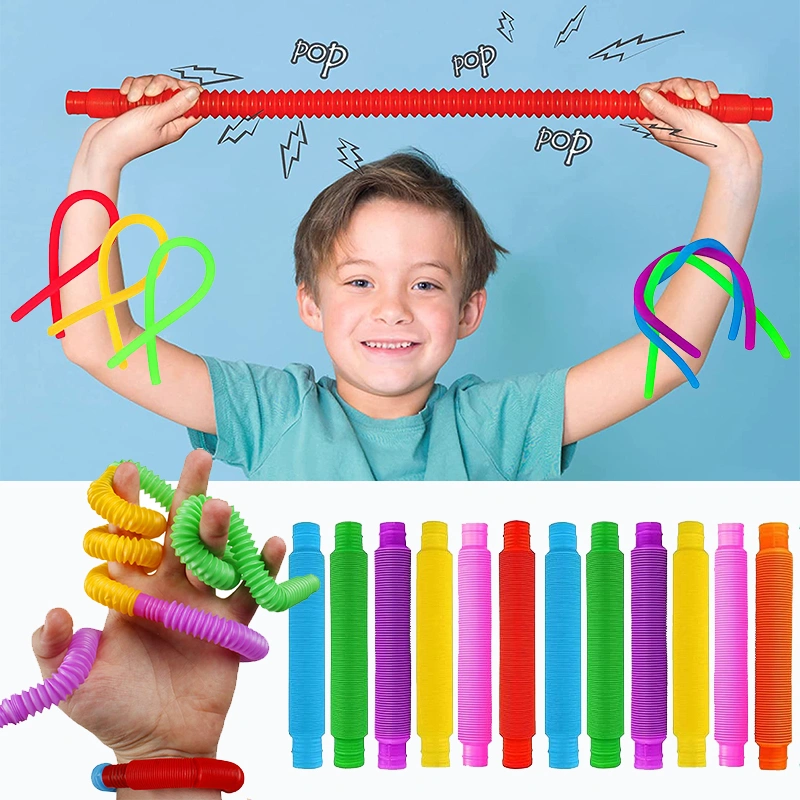 Fidget Toys Plastic PopTube Coil Children'S Creative Magical ToysCircle Funny Toys Early Development Educational Folding Toy