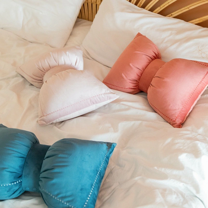 Nordic Simple Bowknot Pillow Crystal Velvet