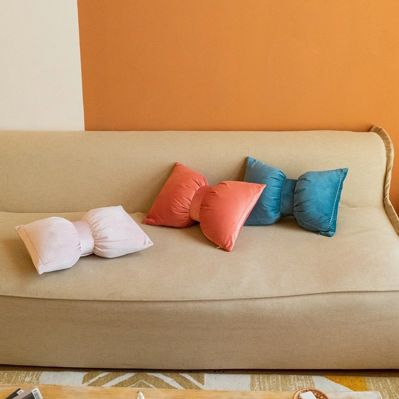 Nordic Simple Bowknot Pillow Crystal Velvet