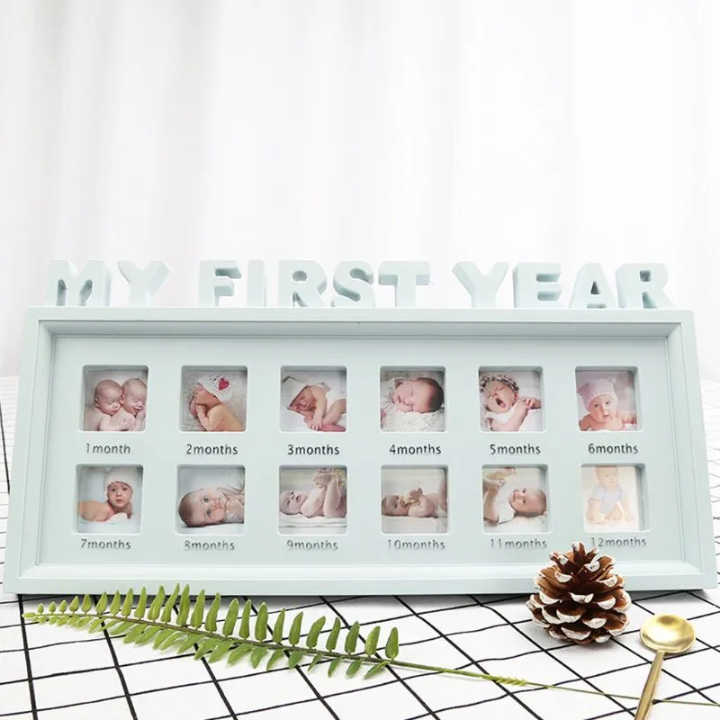 Creative DIY 0-12 Month Baby MY FIRST YEAR Pictures Souvenirs Commemorate Kids Growing Memory Gift Display Plastic Photo Frame