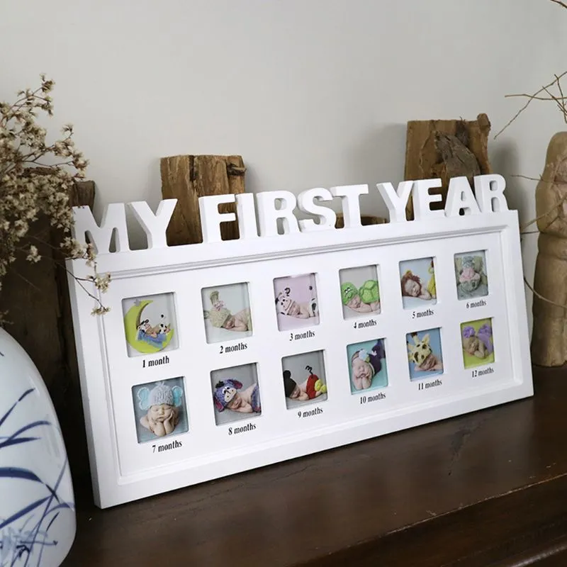 Creative DIY 0-12 Month Baby MY FIRST YEAR Pictures Souvenirs Commemorate Kids Growing Memory Gift Display Plastic Photo Frame