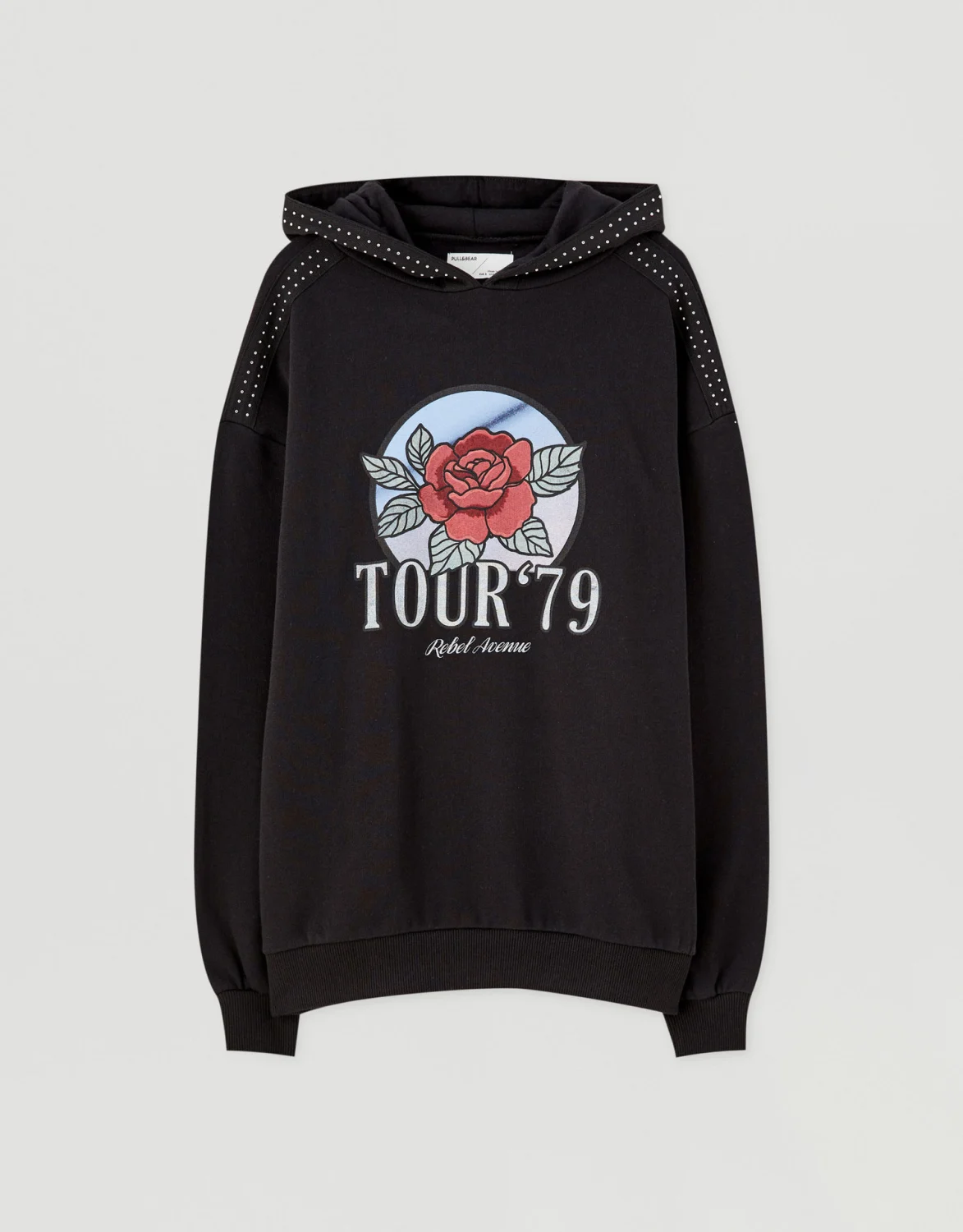 Printed black hooded sweatshirt