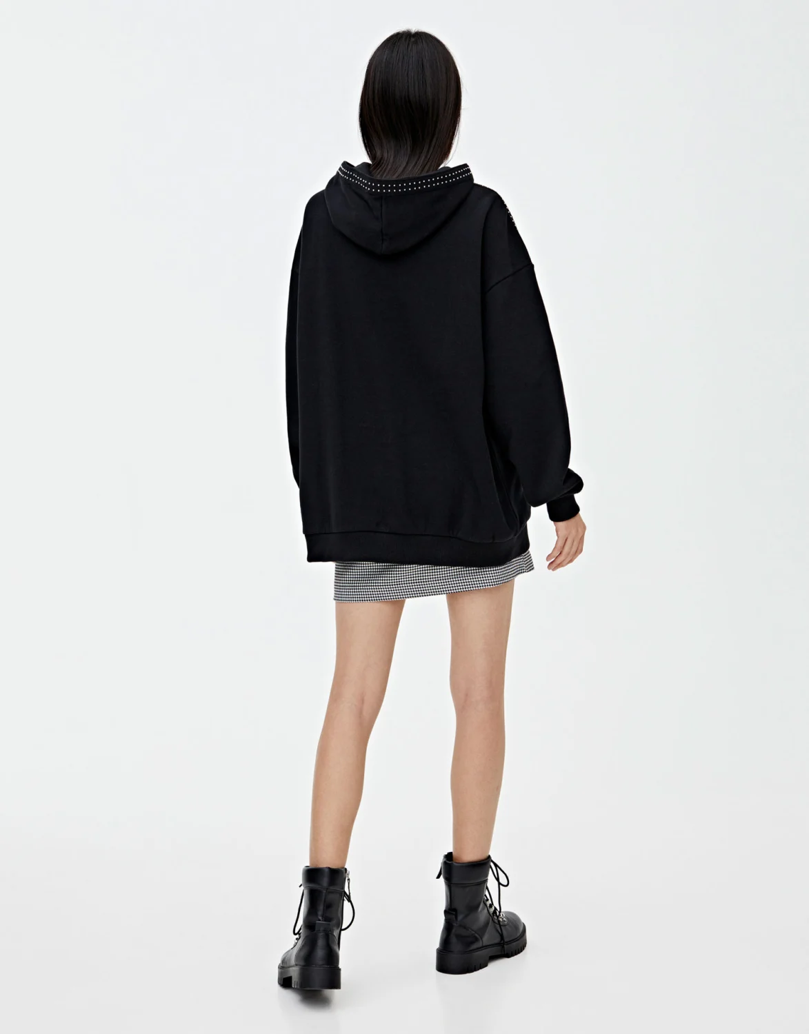 Printed black hooded sweatshirt