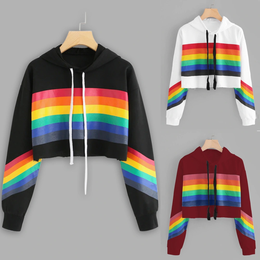 Women's loose rainbow striped sweater