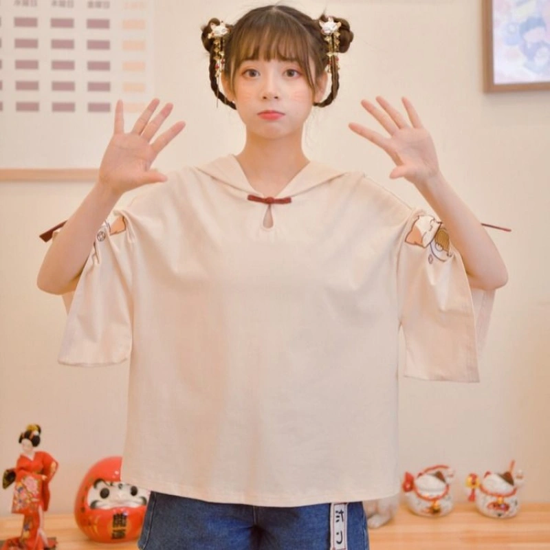 Short-sleeved Japanese college style loose bottoming shirt