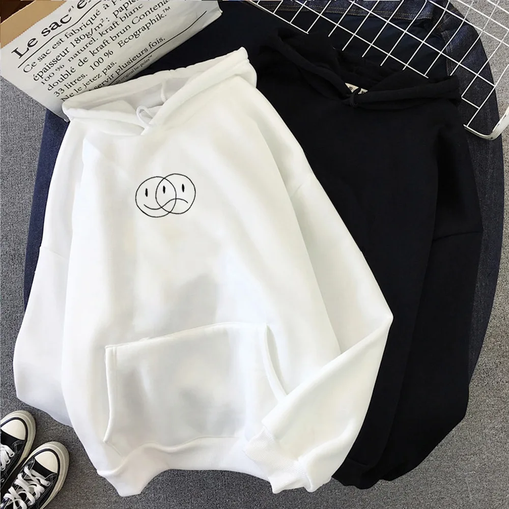 Autumn and winter new women's sweater printed hooded sports loose top