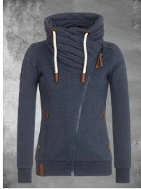 Cardigan Shirt Side Zipper Hooded Fleece Sweater Women