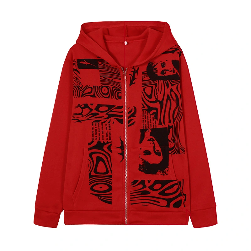 Printed Cardigan Street Fashion Long Sleeve Hooded Jacket Sweater