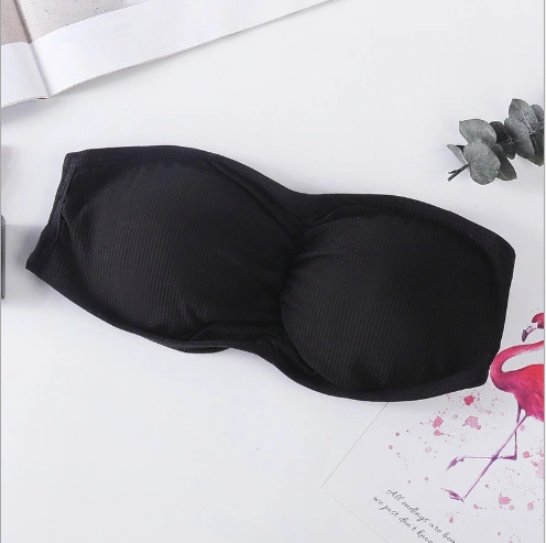 Threaded word wrap chest tube top bra
