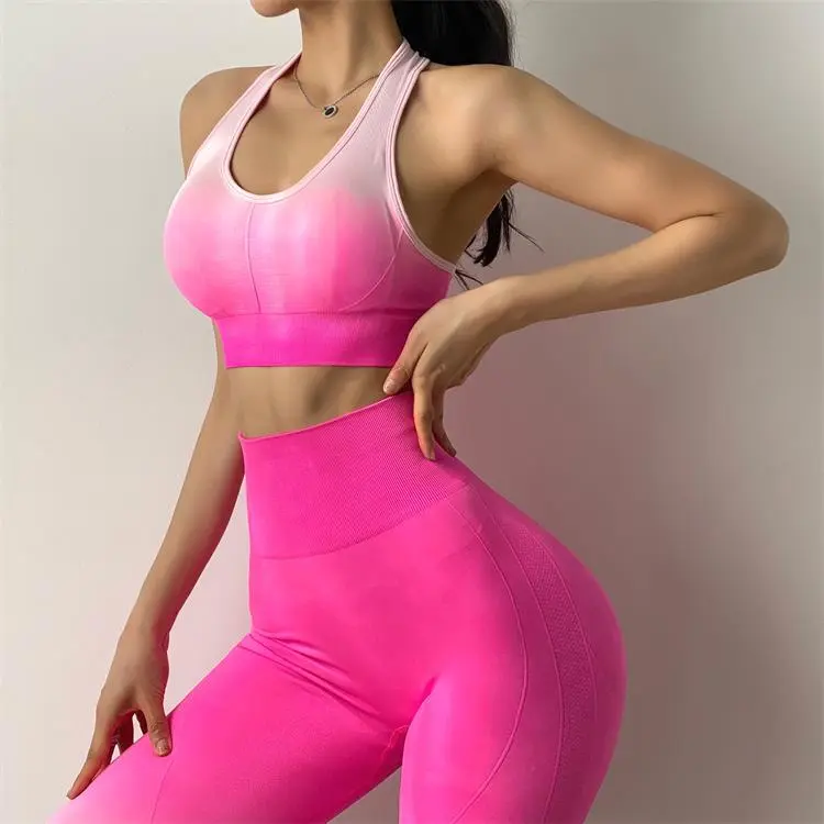 Net Red Gradient Color Sports Underwear Women Gather Stereotypes Running Sports Vest Shockproof Vest Yoga Bra