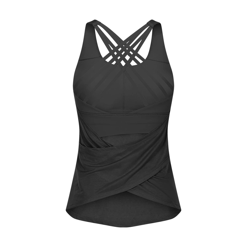 New Beauty Back Sports Bra Yoga Vest Fake Two-piece Workout Suit