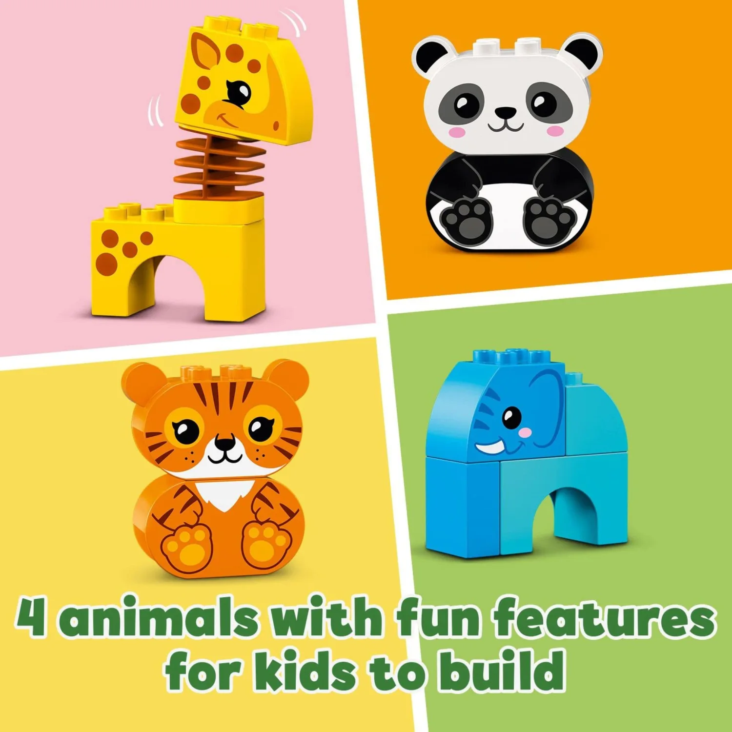 LEGO DUPLO My First Animal Train 10955, Toys for Toddlers and Kids 1.5-3 Years Old with Elephant, Tiger, Panda and Giraffe Figures, Learning Toy