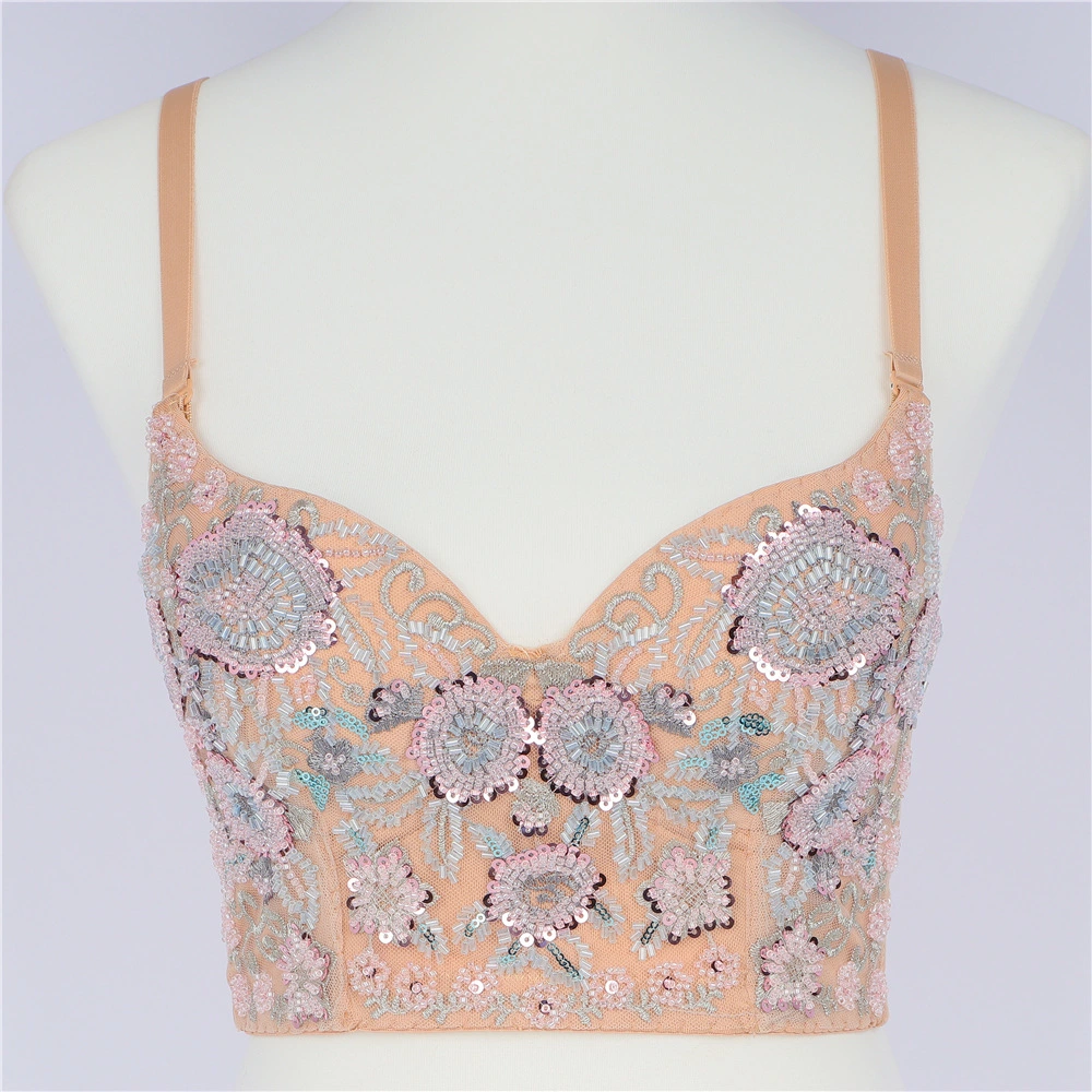 Embroidered Floral Underwear Women's Halter Short Camisole