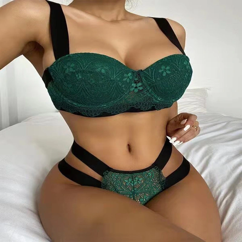 Fashionable Lace Gather Sexy Bandage Underwear Bra