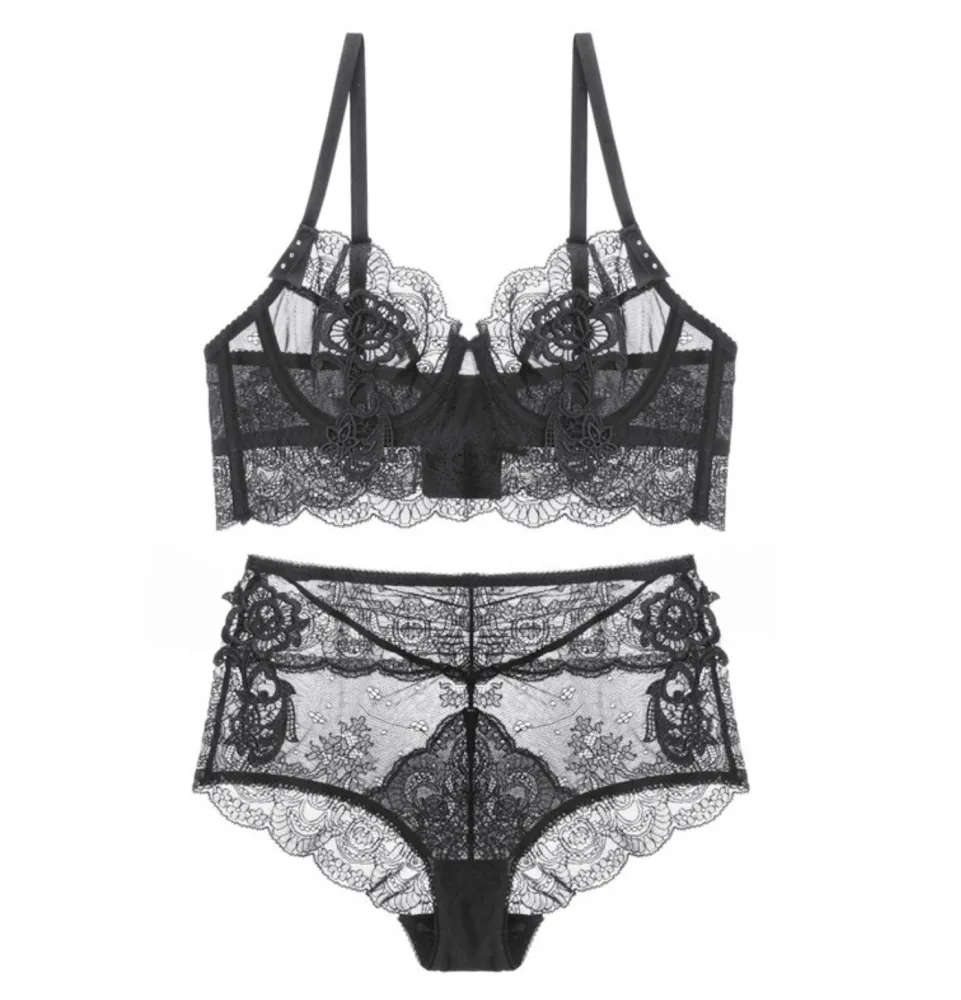 Embroidered anti-dew point bra set