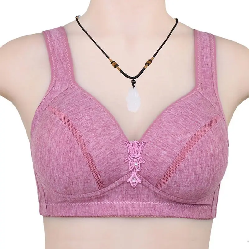 Middle-Aged And Elderly Colored Cotton Thin Vest-Style Bra