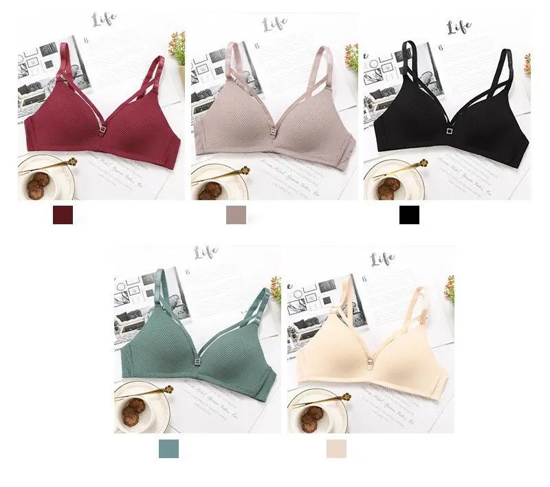 Girls seamless, comfortable, ultra-thin, gathered triangle cup no steel ring bra