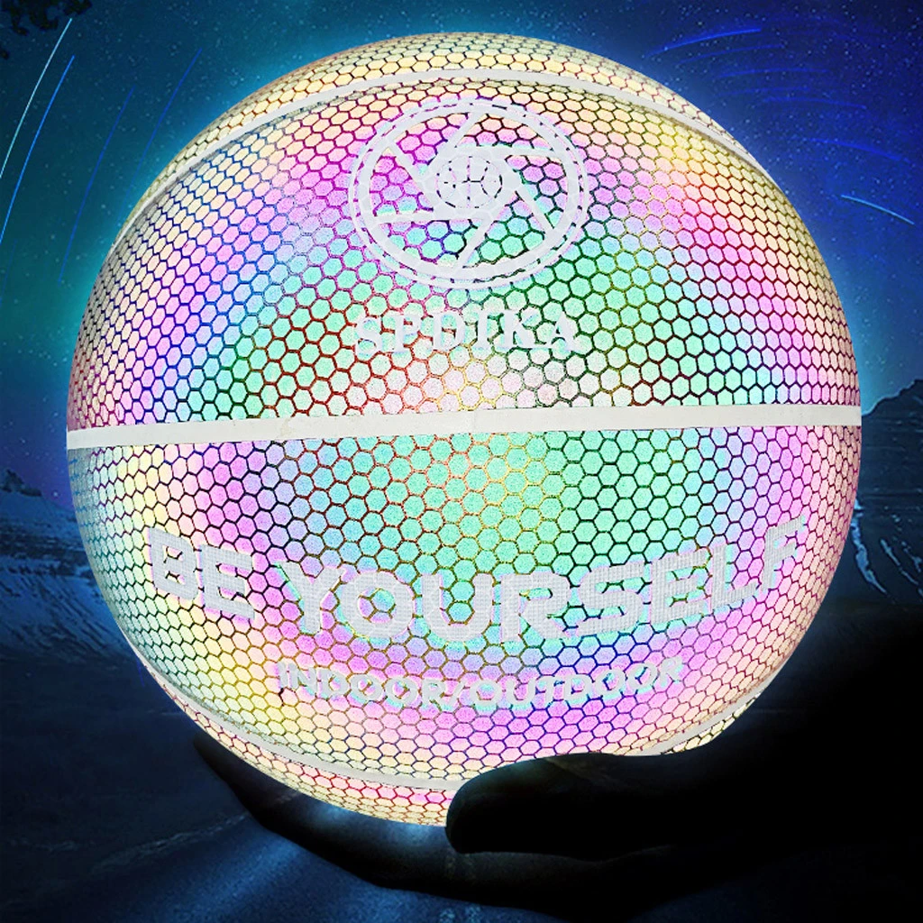 No. 7 hygroscopic PU line striped reflective basketball
