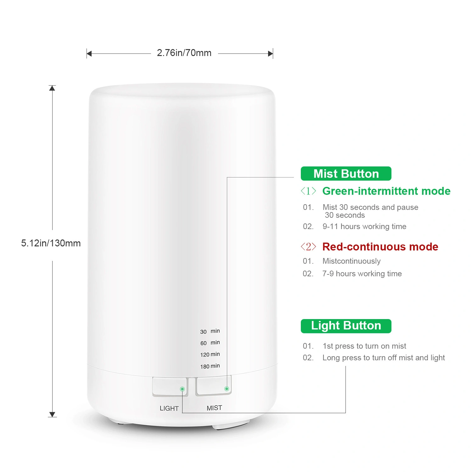 Colorful silent USB mini ultrasonic aromatherapy machine