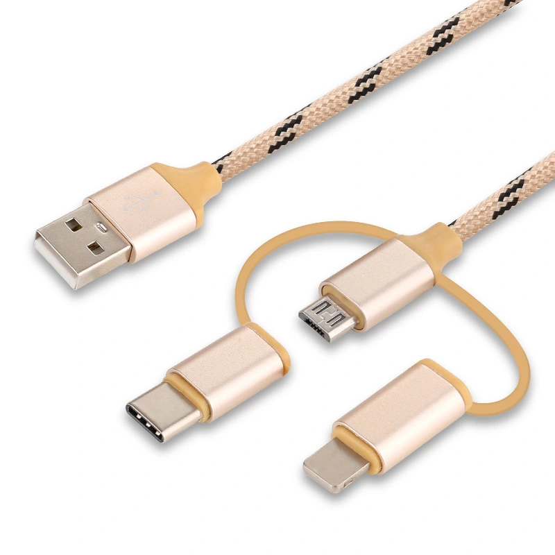 Suitable For Apple Android Type-c Tiger Pattern One-to-three Braid Fast Charging Cable