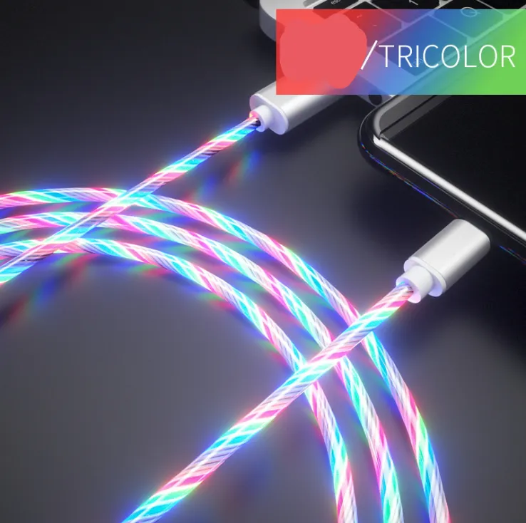 Streamer Data Cable Net Red Luminous Charging Cable Vibrato With The Same Mobile Phone Marquee Type-c Android Car Colorful