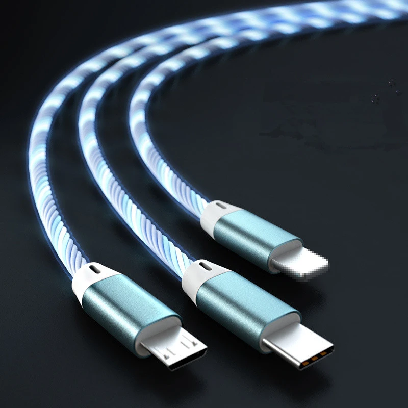 Three-in-one synchronous new LED data cable