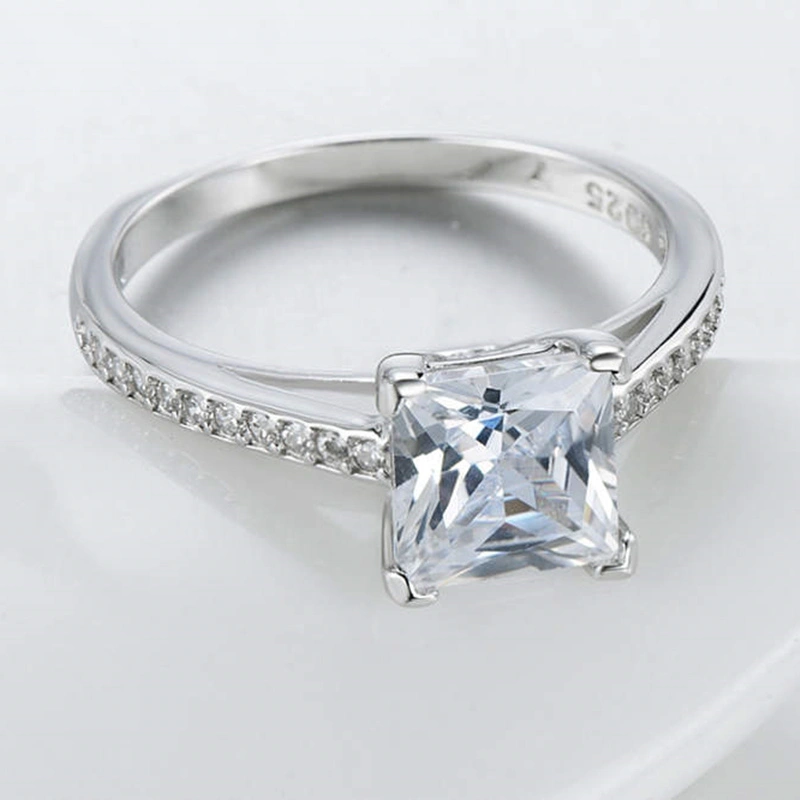 Classic Luxury Silver Plated Platinum Ring With Diamond Ring
