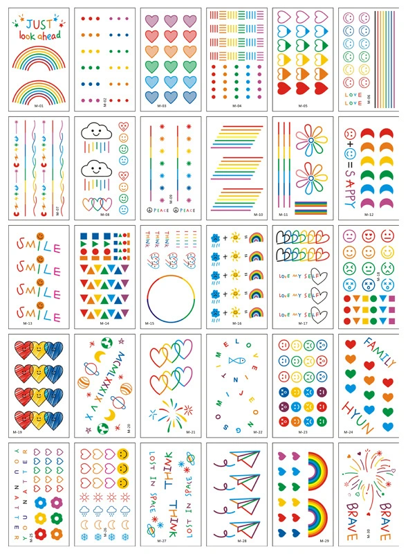 Bracelet Colorful Line Smiley Face Tattoo Stickers