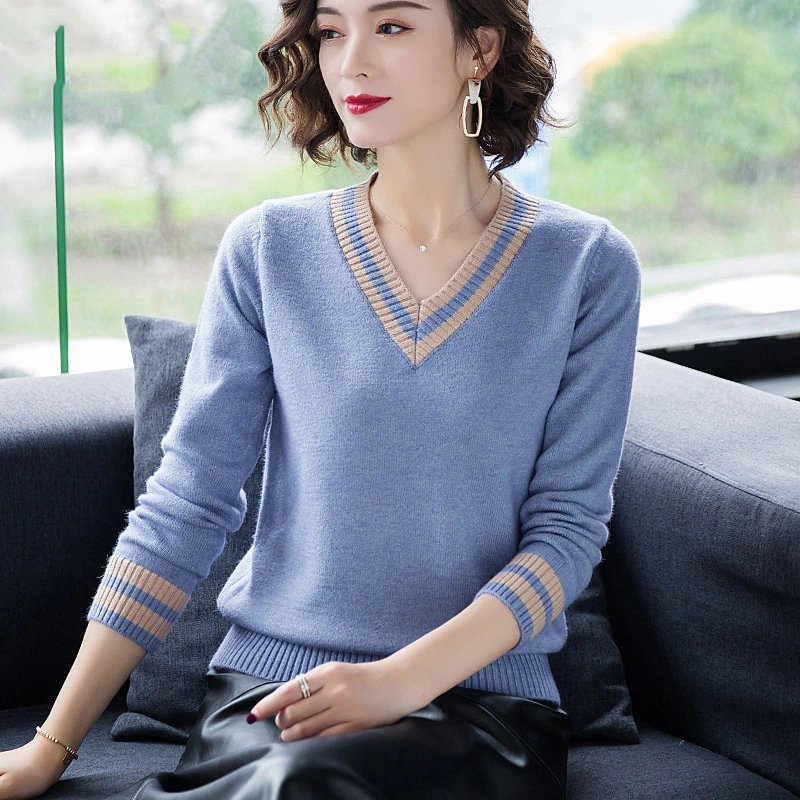 Temperament V-neck sweater top base sweater