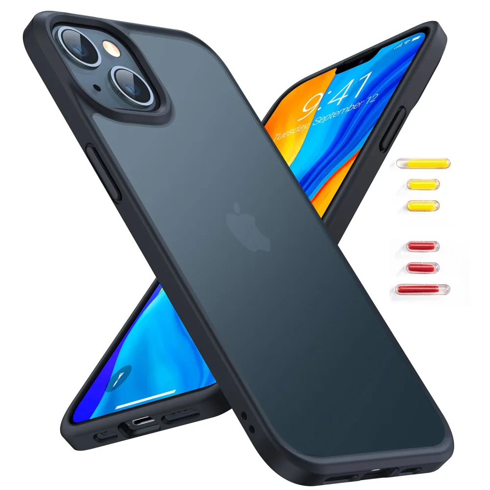 TORRAS Shockproof for iPhone 13 Case/for iPhone 14 Case, Military Grade Drop Tested, Protective Hard Back Slim Thin for iPhone 13 Case Black & for iPhone 14 Case for Men Black-Guardian Series