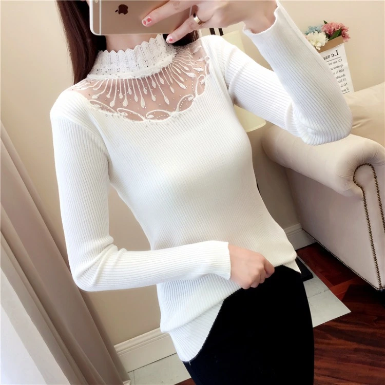 Slim Sexy Half High Neck Pullover Base Sweater