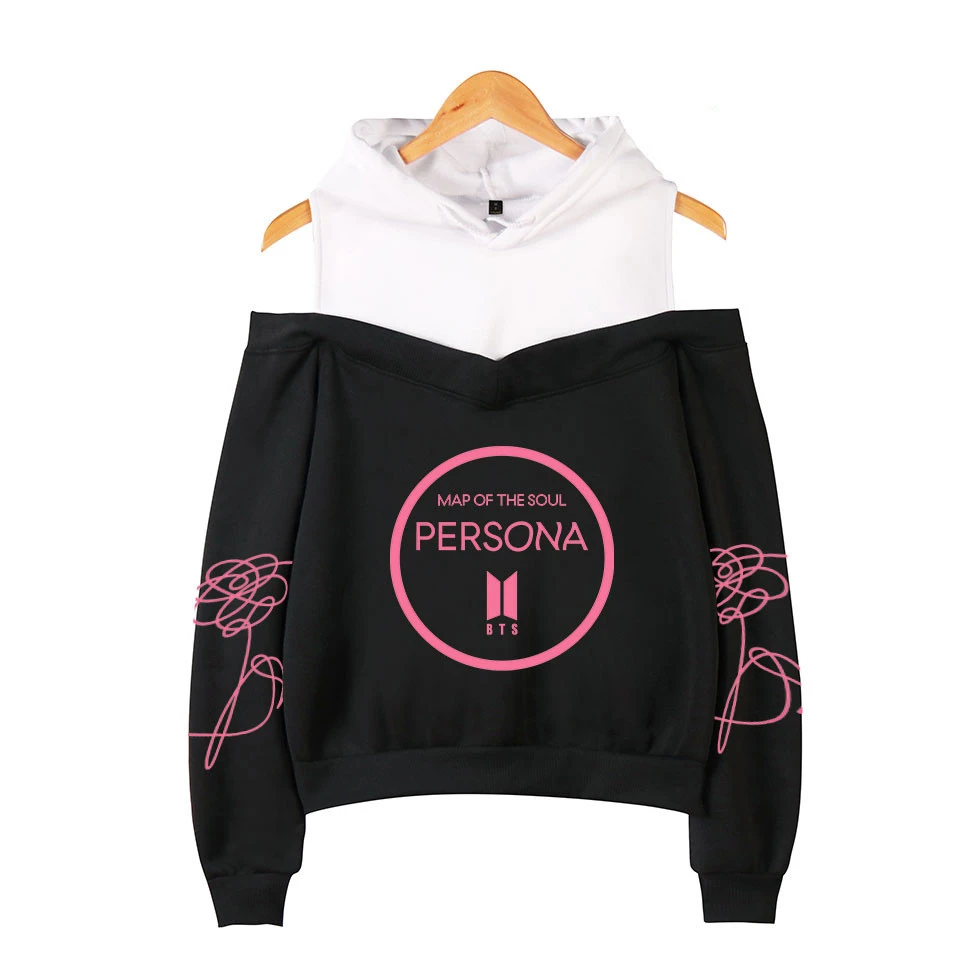 Fashion Printed Off Shoulder Hooded Sweater Women