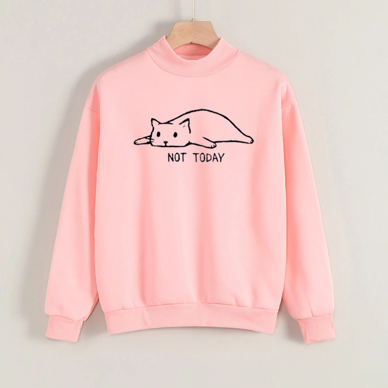 Cute Lazy Cat Casual Plus Velvet Padded Sweater