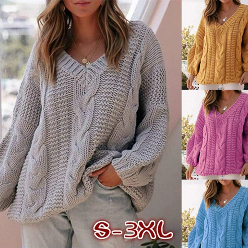 Women's loose cable sweater