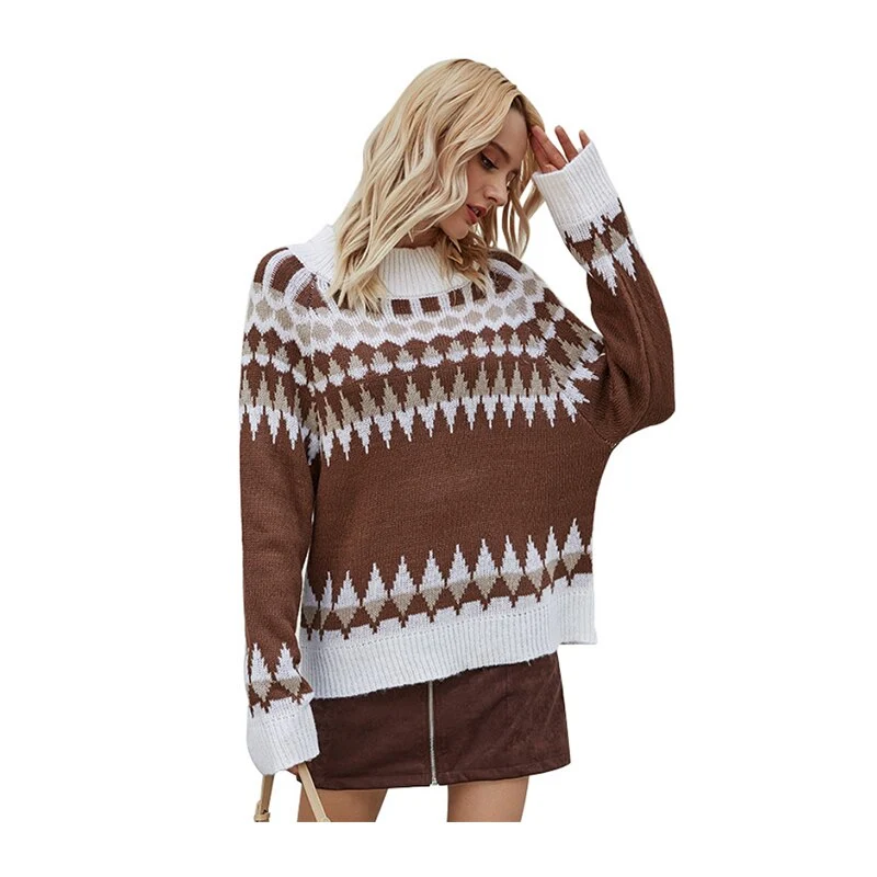 Women's stand-up collar pullover sweater