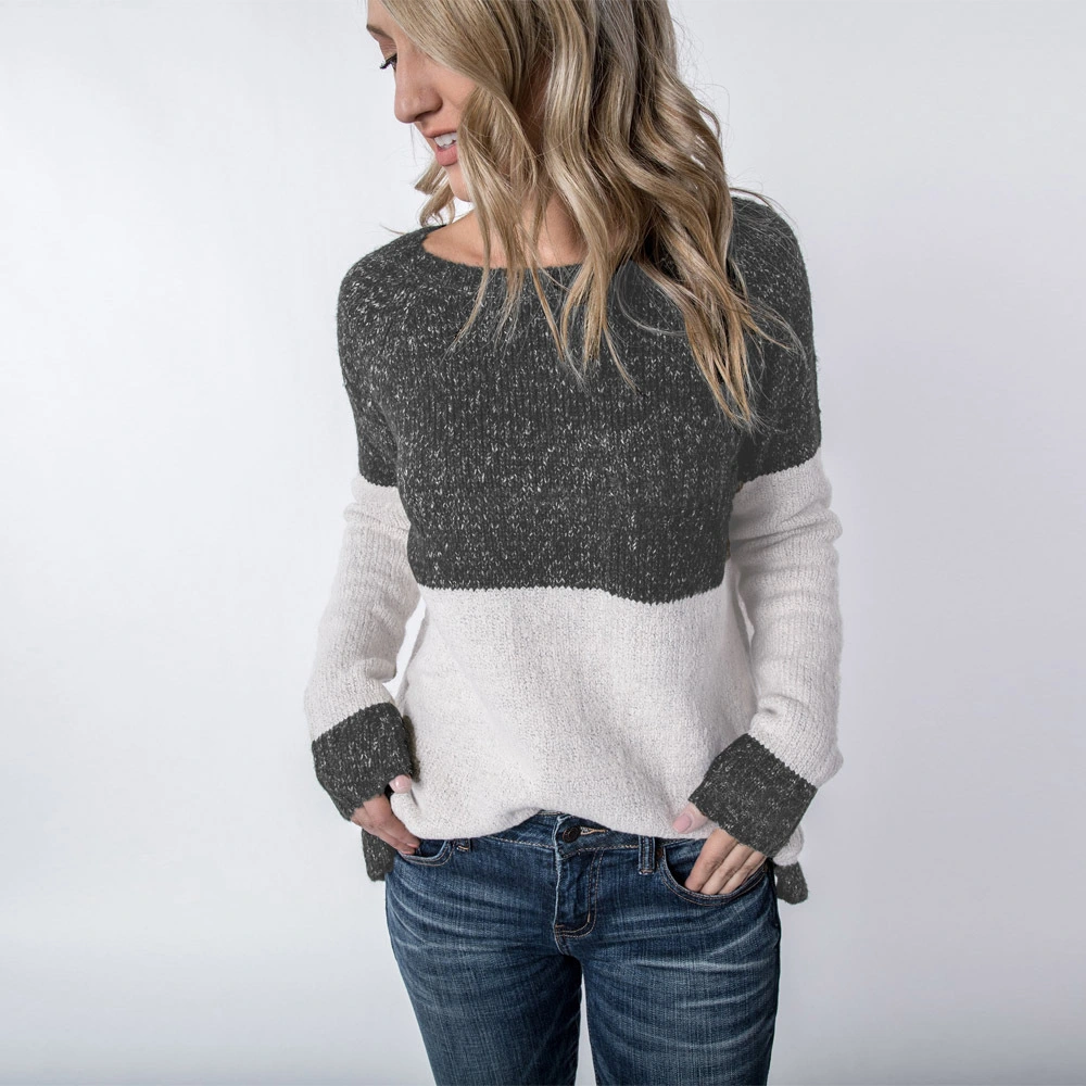 Round Neck Color Block long Sleeve Top