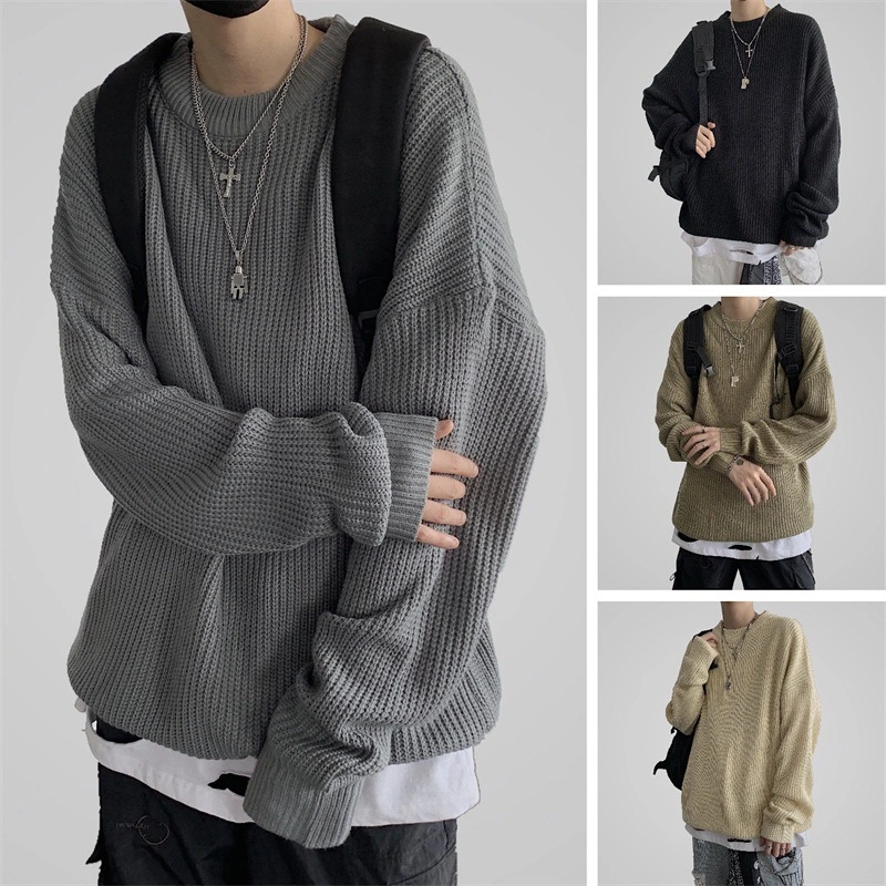 Men's round neck knitted sweater