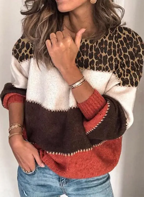 Multicolor stitching sweater