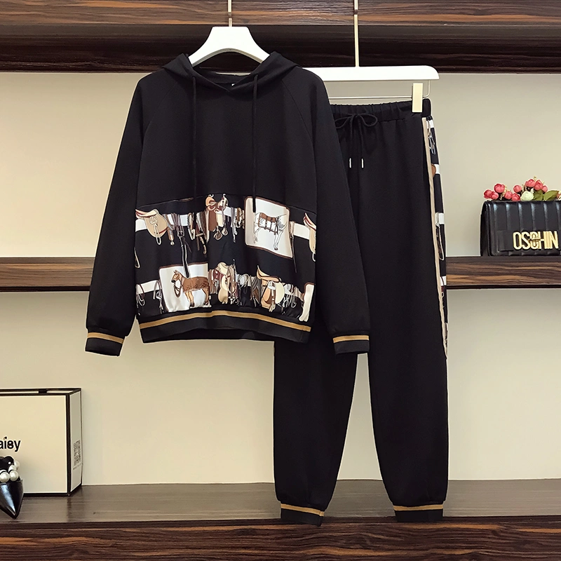 Hooded Sweater Small Western Style Loose Casual Two-Piece Suit