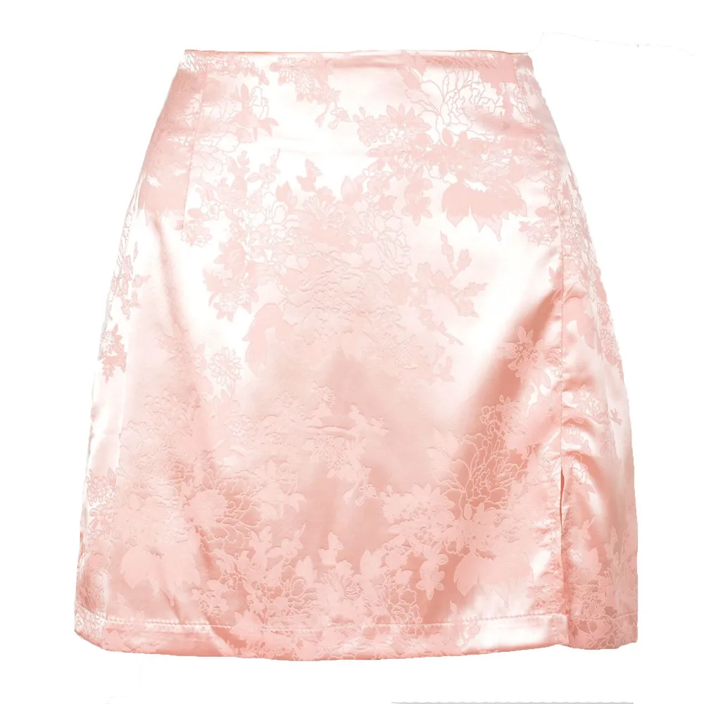 European And American Hot Style Split Sexy Jacquard Satin High Waist Skirt