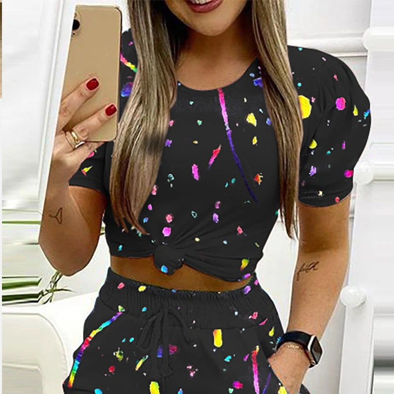 New Style Webbing Stitching Color Casual Pants Two-Piece Suit