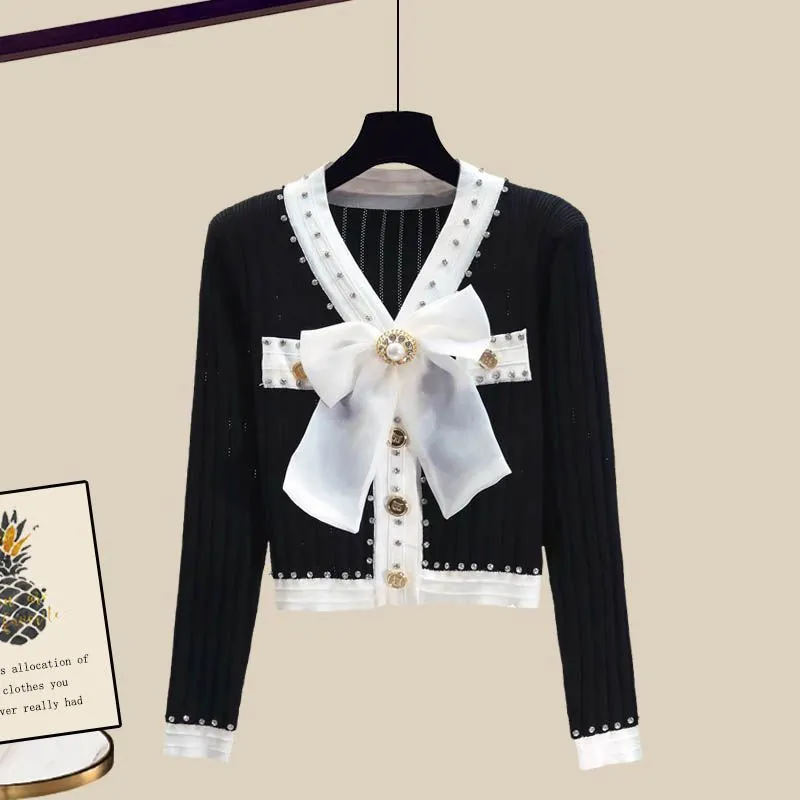 Bowknot Shirt Plus Size Women's Autumn Suit
